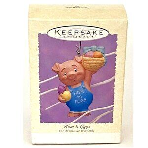 New 1995 Hallmark Keepsake Spring Easter Ornament Ham 'n Eggs NOS